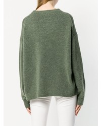 olivgrüner Pullover mit einem Rundhalsausschnitt von Luisa Cerano