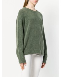 olivgrüner Pullover mit einem Rundhalsausschnitt von Luisa Cerano