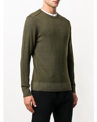 olivgrüner Pullover mit einem Rundhalsausschnitt von CP Company