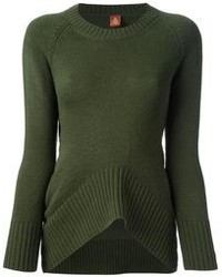 olivgrüner Pullover mit einem Rundhalsausschnitt von Dondup