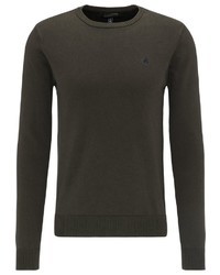 olivgrüner Pullover mit einem Rundhalsausschnitt von Dreimaster