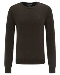 olivgrüner Pullover mit einem Rundhalsausschnitt von Dreimaster