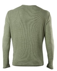 olivgrüner Pullover mit einem Rundhalsausschnitt von Falke