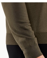 olivgrüner Pullover mit einem Rundhalsausschnitt von Falke