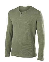 olivgrüner Pullover mit einem Rundhalsausschnitt von Falke