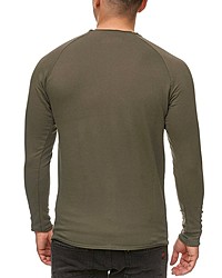 olivgrüner Pullover mit einem Rundhalsausschnitt von INDICODE