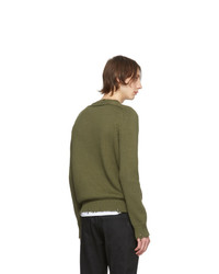 olivgrüner Pullover mit einem Rundhalsausschnitt von Saint Laurent