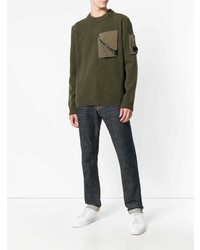 olivgrüner Pullover mit einem Rundhalsausschnitt von CP Company