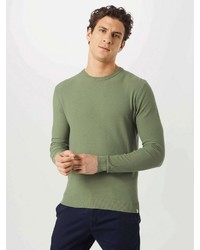 olivgrüner Pullover mit einem Rundhalsausschnitt von Minimum