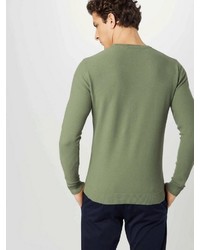 olivgrüner Pullover mit einem Rundhalsausschnitt von Minimum