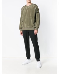 olivgrüner Pullover mit einem Rundhalsausschnitt von Stone Island