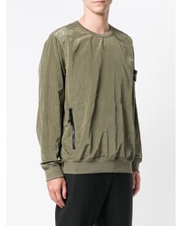 olivgrüner Pullover mit einem Rundhalsausschnitt von Stone Island