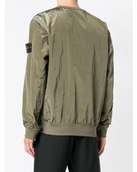 olivgrüner Pullover mit einem Rundhalsausschnitt von Stone Island