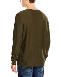 olivgrüner Pullover mit einem Rundhalsausschnitt von ONLY & SONS