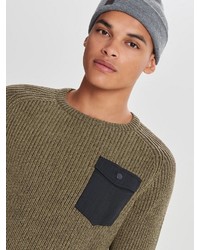 olivgrüner Pullover mit einem Rundhalsausschnitt von ONLY & SONS