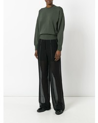 olivgrüner Pullover mit einem Rundhalsausschnitt von DKNY