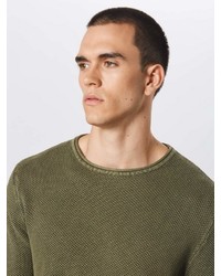 olivgrüner Pullover mit einem Rundhalsausschnitt von REVIEW