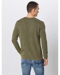 olivgrüner Pullover mit einem Rundhalsausschnitt von REVIEW