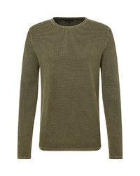 olivgrüner Pullover mit einem Rundhalsausschnitt von REVIEW