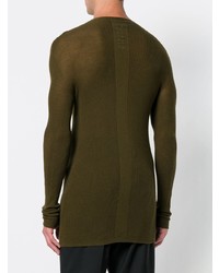 olivgrüner Pullover mit einem Rundhalsausschnitt von Rick Owens