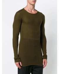 olivgrüner Pullover mit einem Rundhalsausschnitt von Rick Owens