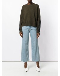 olivgrüner Pullover mit einem Rundhalsausschnitt von Stella McCartney