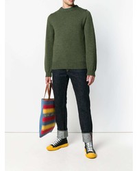 olivgrüner Pullover mit einem Rundhalsausschnitt von Loewe