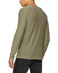 olivgrüner Pullover mit einem Rundhalsausschnitt von Selected Homme