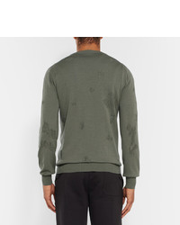 olivgrüner Pullover mit einem Rundhalsausschnitt von Alexander McQueen