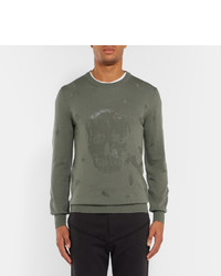 olivgrüner Pullover mit einem Rundhalsausschnitt von Alexander McQueen