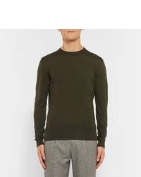 olivgrüner Pullover mit einem Rundhalsausschnitt von Tom Ford