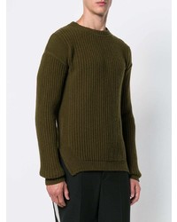 olivgrüner Pullover mit einem Rundhalsausschnitt von Rick Owens