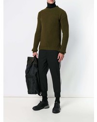 olivgrüner Pullover mit einem Rundhalsausschnitt von Rick Owens