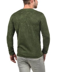 olivgrüner Pullover mit einem Rundhalsausschnitt von Solid