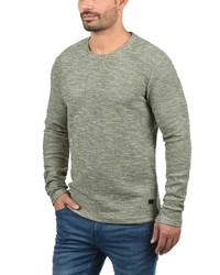 olivgrüner Pullover mit einem Rundhalsausschnitt von Solid