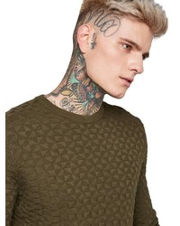 olivgrüner Pullover mit einem Rundhalsausschnitt von Tom Tailor Denim