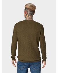 olivgrüner Pullover mit einem Rundhalsausschnitt von Tom Tailor Denim