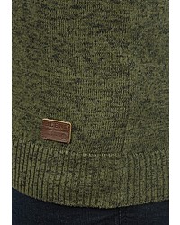 olivgrüner Pullover mit einem V-Ausschnitt von BLEND