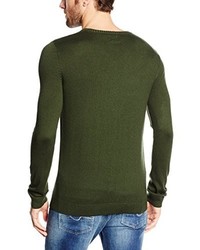 olivgrüner Pullover mit einem V-Ausschnitt von Lee