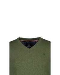 olivgrüner Pullover mit einem V-Ausschnitt von LERROS