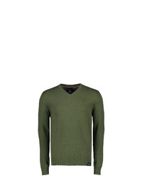 olivgrüner Pullover mit einem V-Ausschnitt von LERROS