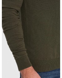 olivgrüner Pullover mit einem V-Ausschnitt von OMBRE