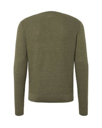 olivgrüner Pullover mit einem V-Ausschnitt von Tom Tailor