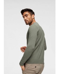 olivgrüner Pullover mit einem V-Ausschnitt von Tom Tailor