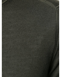 olivgrüner Pullover mit einem V-Ausschnitt von Armani Jeans
