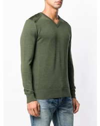 olivgrüner Pullover mit einem V-Ausschnitt von Canada Goose