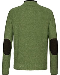 olivgrüner Pullover mit einem zugeknöpften Kragen von REITMAYER