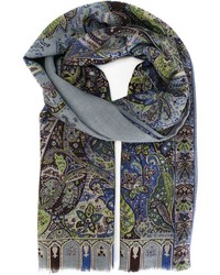 olivgrüner Schal mit Paisley-Muster von Etro