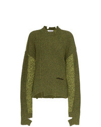 olivgrüner Strick Oversize Pullover