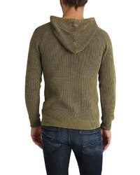 olivgrüner Strick Pullover mit einem Kapuze von INDICODE